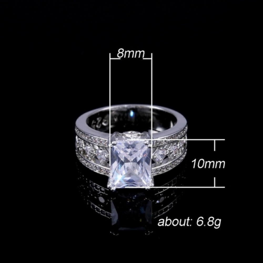 925 Silver Jewelry White Sapphire Ring New - Picture 3 of 4